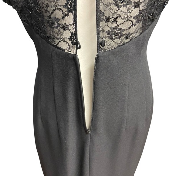 Donna Morgan Sheath Cocktail Dress Size 6P Black Sheer Lace Back High Neck Party - Picture 10 of 12